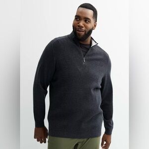 FLX Men's Sweater Black Quarter Zip-Up Turtleneck Pullover Dark Grey Size M